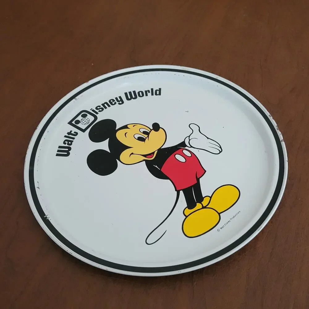Vintage 1970s Walt Disney World Mickey Mouse Tin Tray Serving Platter
